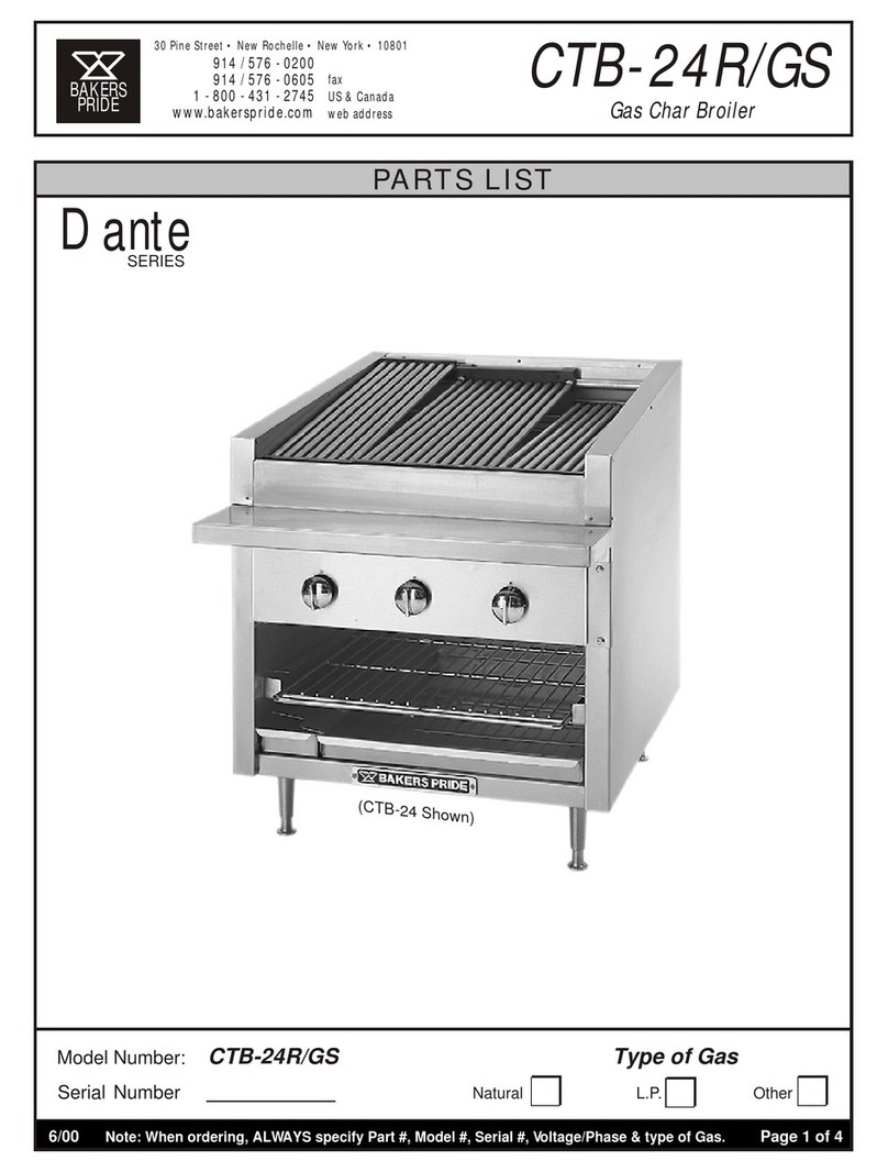 Bakers Pride DANTE CTB-24R parts list