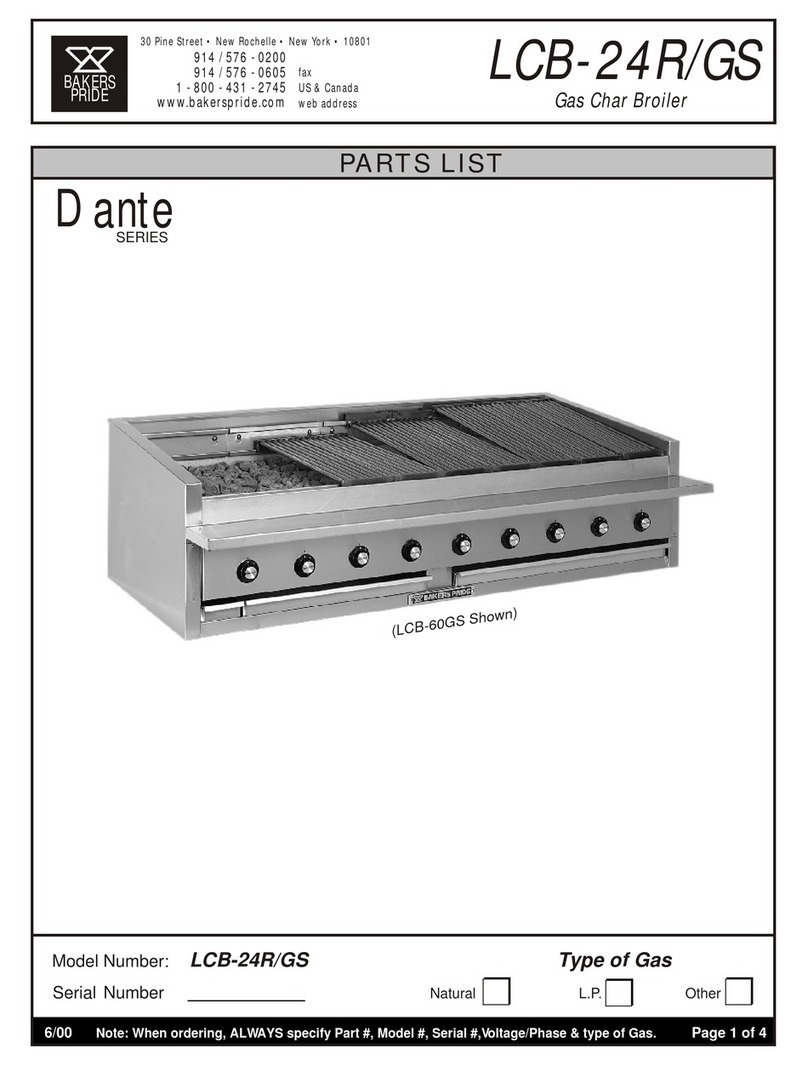 Bakers Pride DANTE LCB-24R/GS parts list