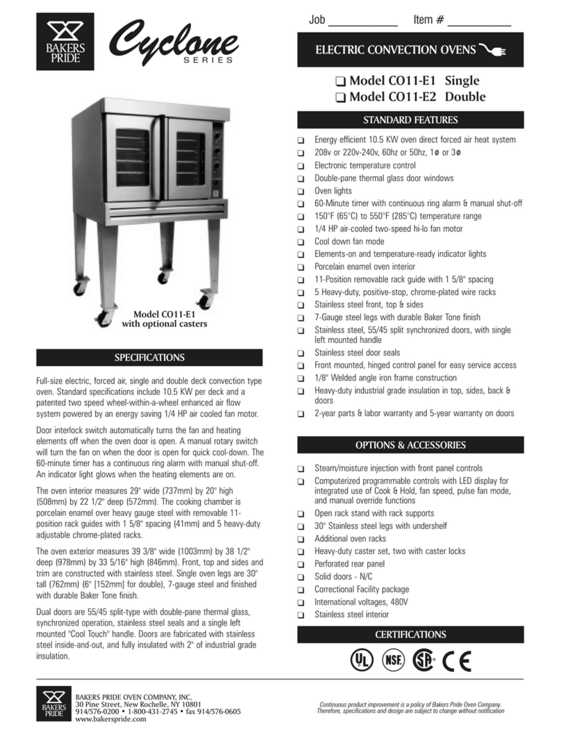 Bakers Pride Cyclone CO11-E1 Specifications