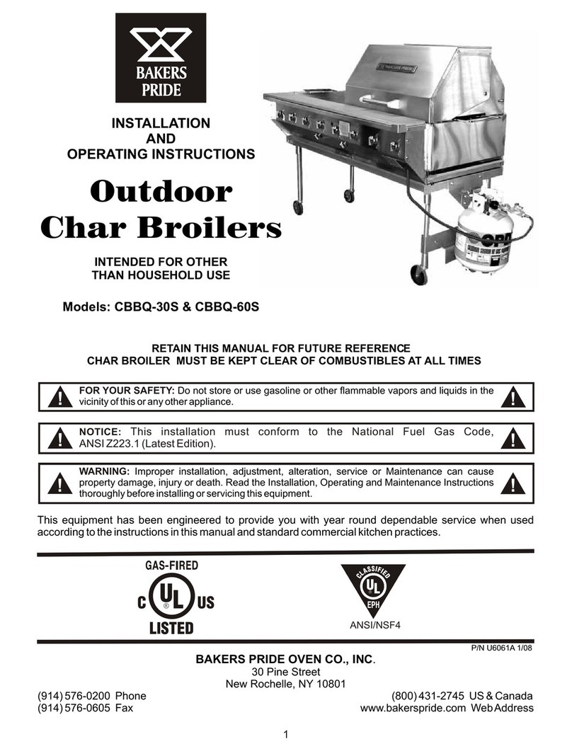 Bakers Pride Dante CBBQ-30S Install and operation instructions