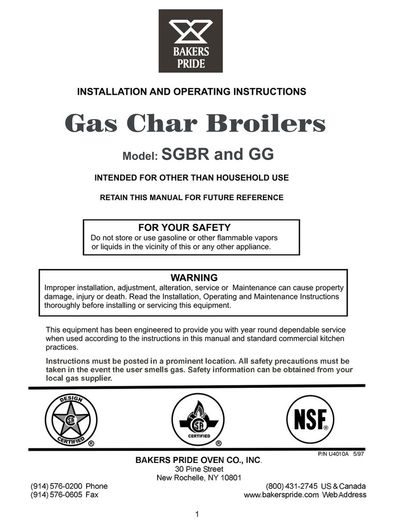 Bakers Pride SGBR Installation and operating instructions