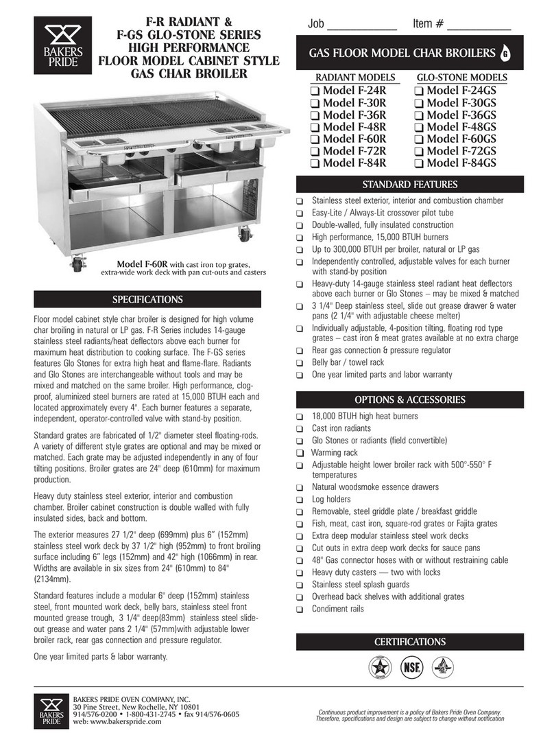 Bakers Pride Gas Char Broiler F-60R User manual