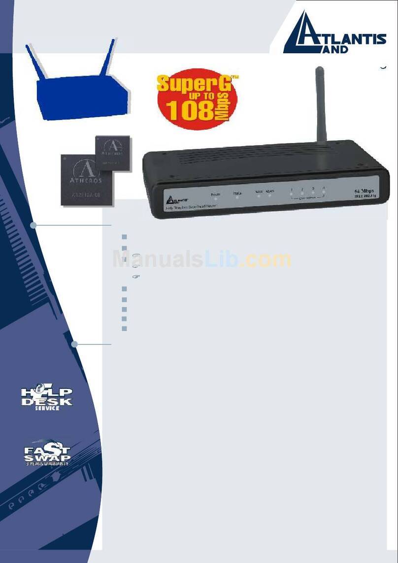 Atlantis Land I-Fly Wireless Broadband Router A02-WR-54G User manual