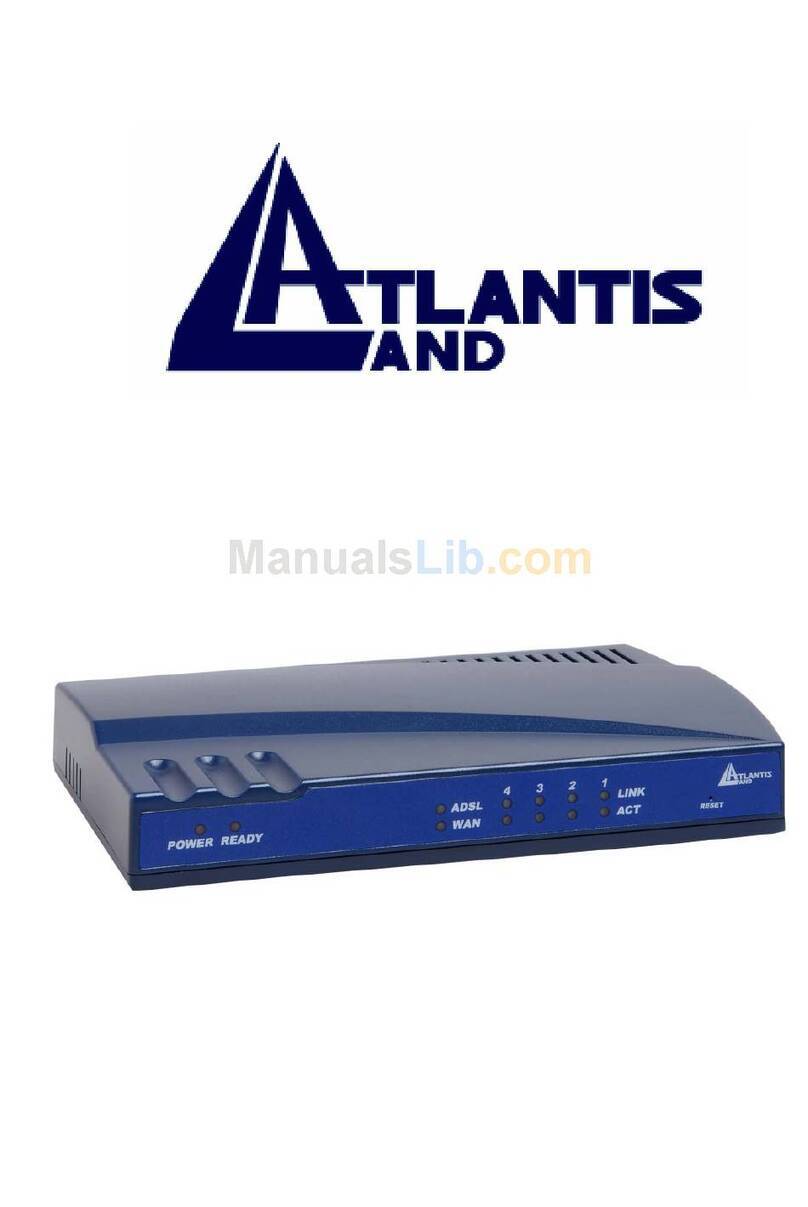 Atlantis Land I-Storm Lan Router ADSL A02-RA2 ME01 User manual Atlantis Land I-Storm Lan Router ADSL A02-RA2 ME01 User manual