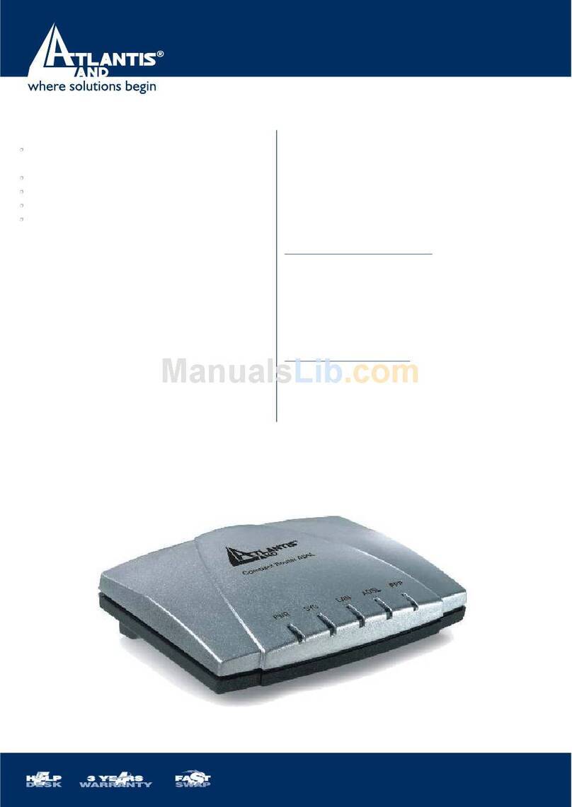 Atlantis Land Compact Router ADSL A02-RA110 Specifications