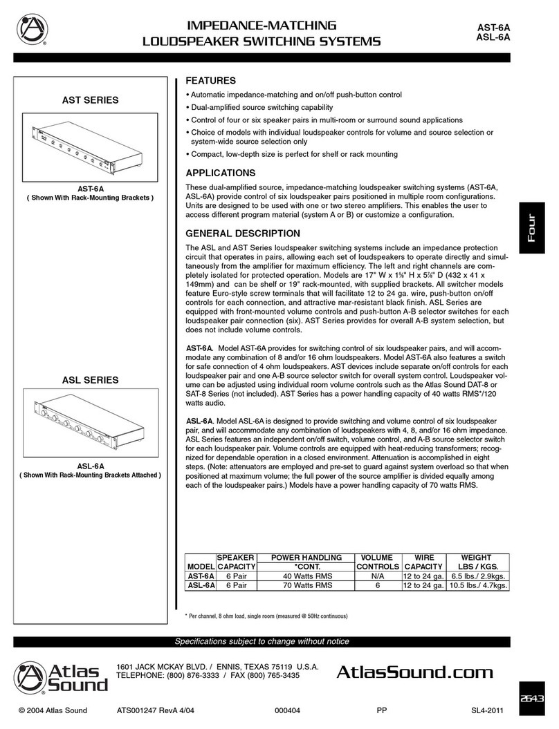 Atlas Loudspeaker Switching System ASL-6A Specifications
