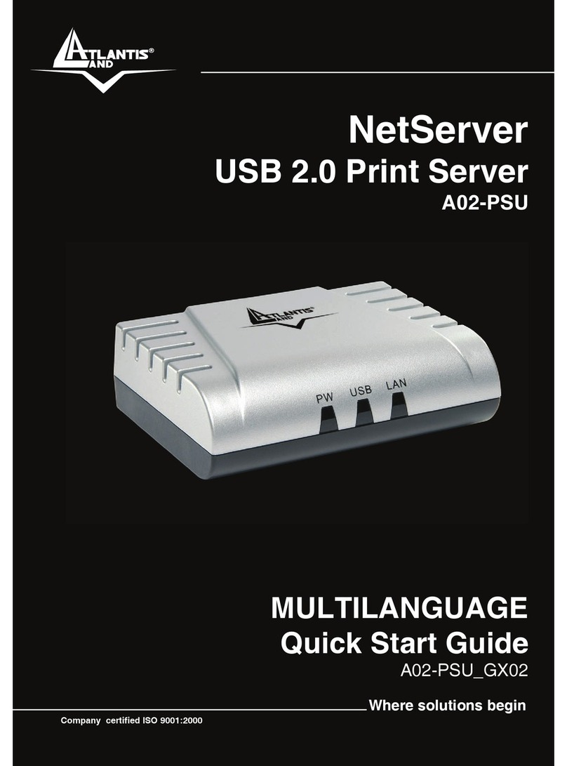 Atlantis Land NETSERVER A02-PSU_GX02 quick start guide