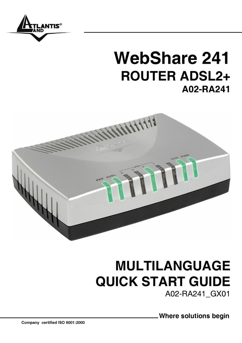 Atlantis Land WebShare 241 ROUTER ADSL2+ A02-RA241 quick start guide Atlantis Land WebShare 241 ROUTER ADSL2+ A02-RA241 quick start guide