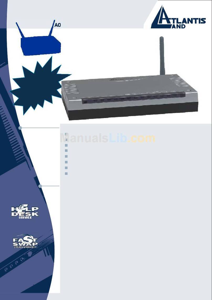 Atlantis Land WIRELESS ROUTER ADSL A02-RA210-W54 User manual