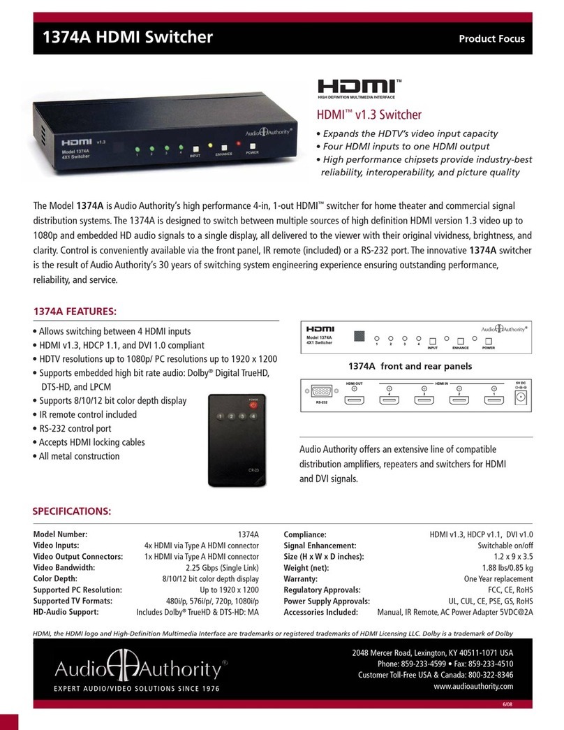 Audio Authority 1374A User manual Audio Authority 1374A User manual