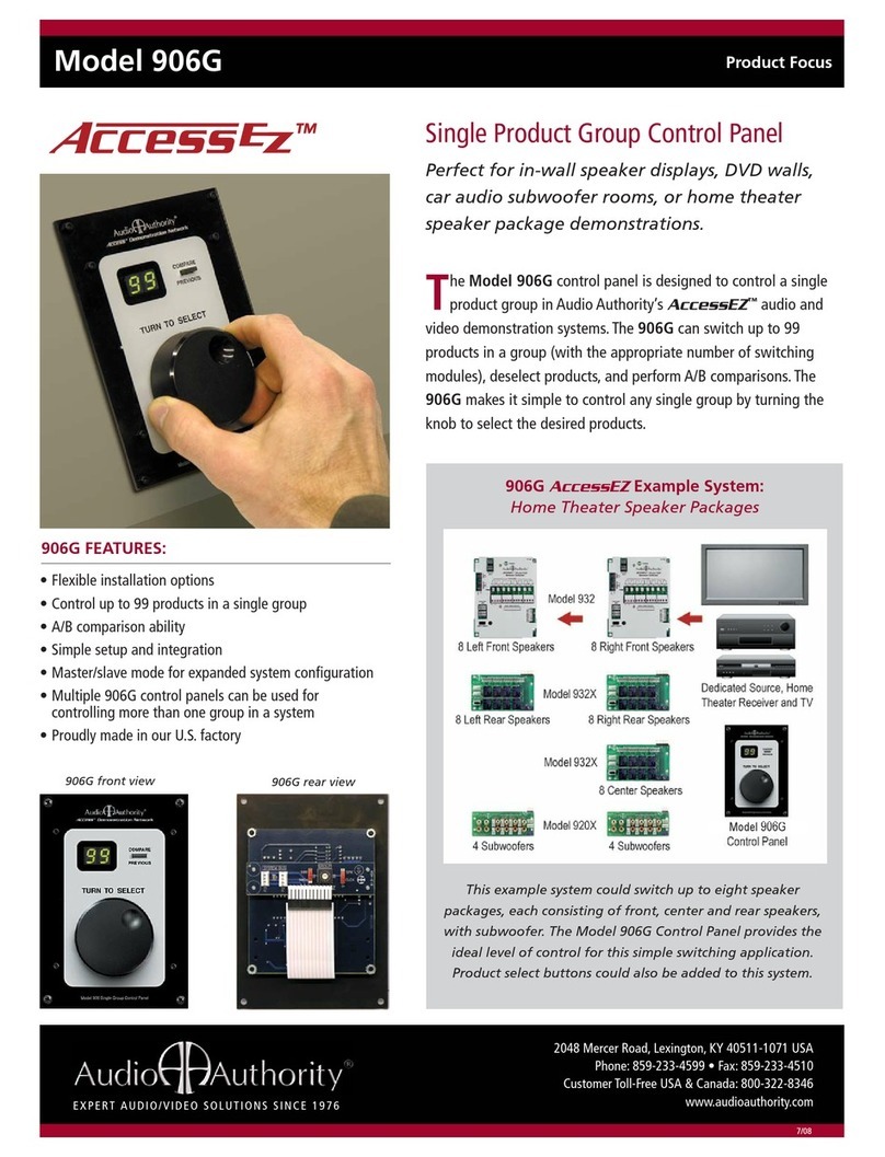 Audio Authority AccessEZ Control Panel 906G Owner's manual