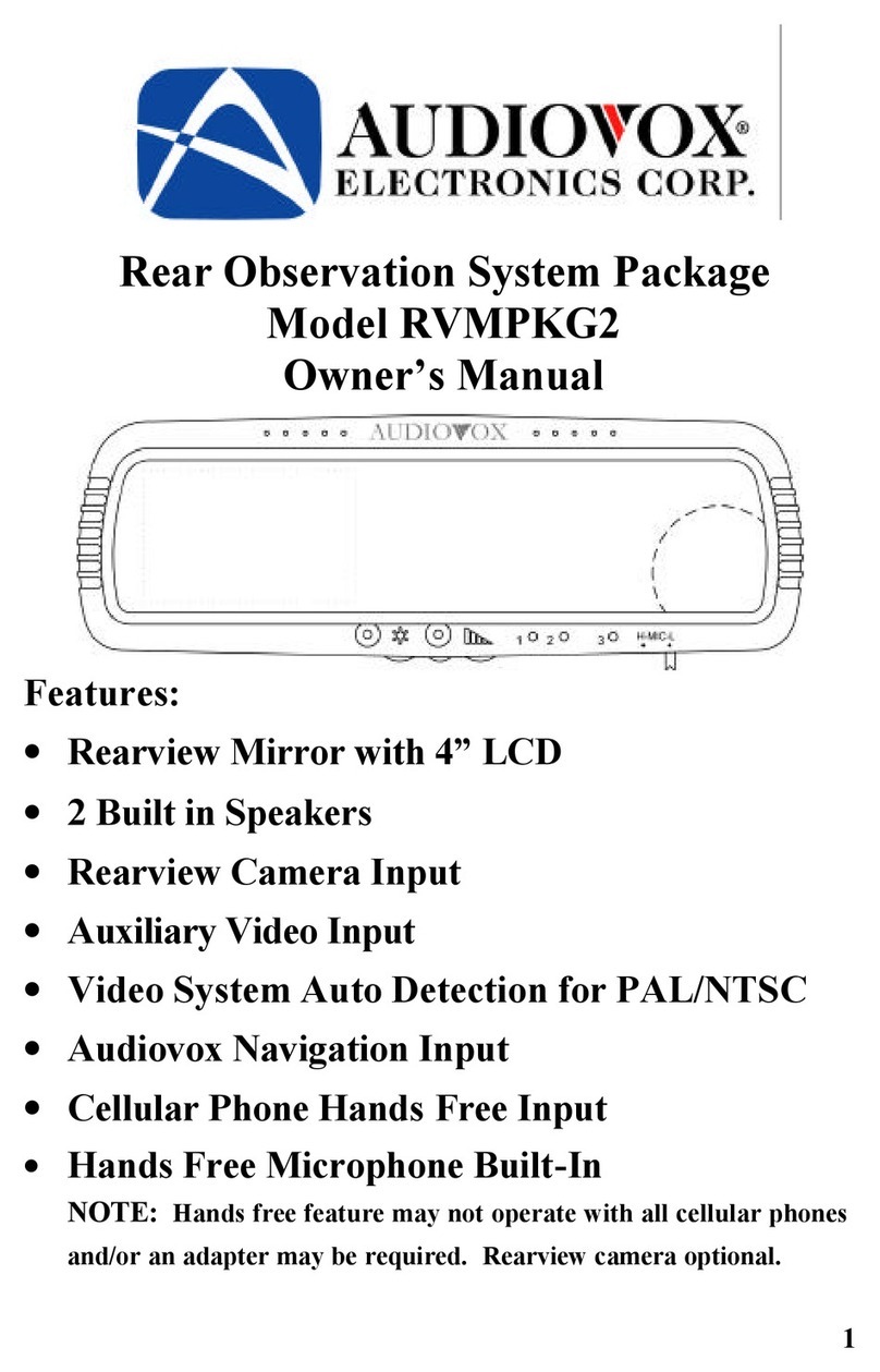 Audiovox Rear Observation System Package RVMPKG2 User manual Audiovox Rear Observation System Package RVMPKG2 User manual