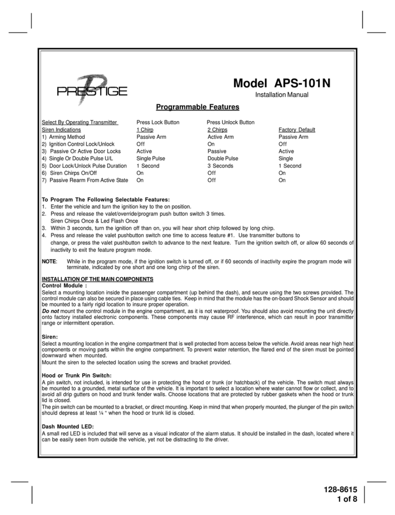 Audiovox Prestige 128-8615 installation manual