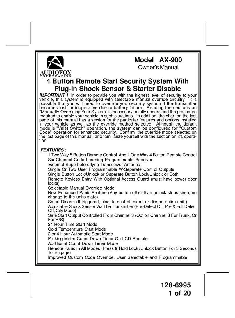 Audiovox Car Security System AX-900 owner's manual