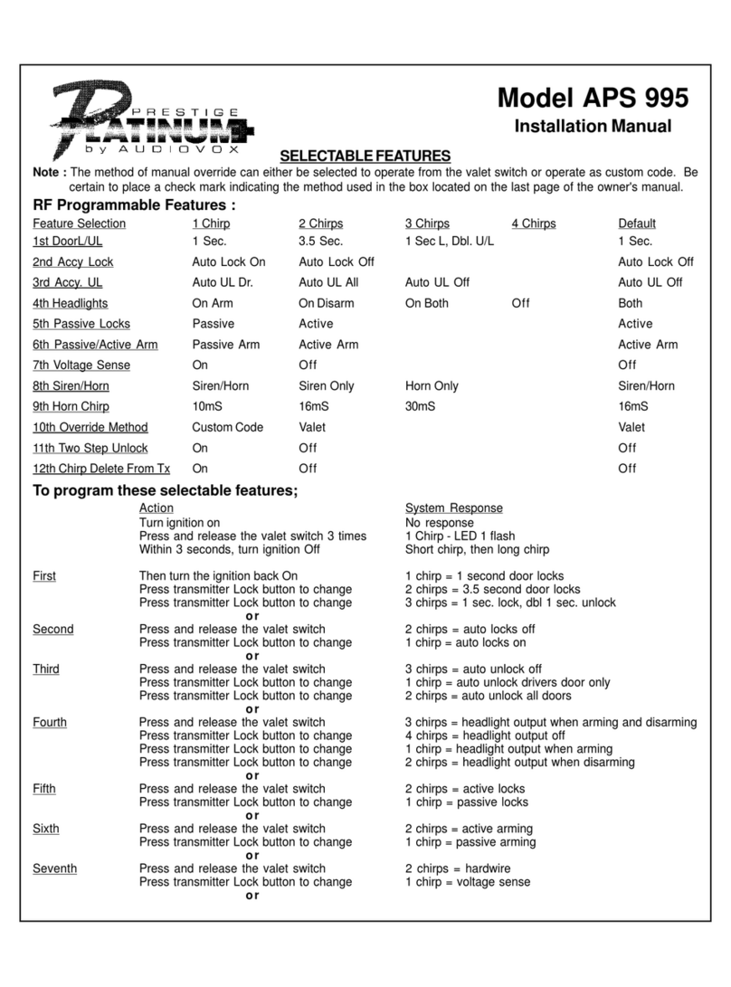 Audiovox Prestige Platinum APS 995 installation manual
