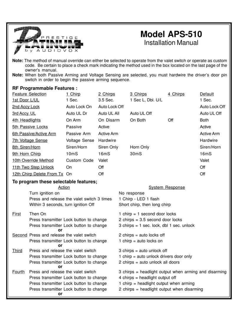 Audiovox Prestige Platinum APS-510 installation manual