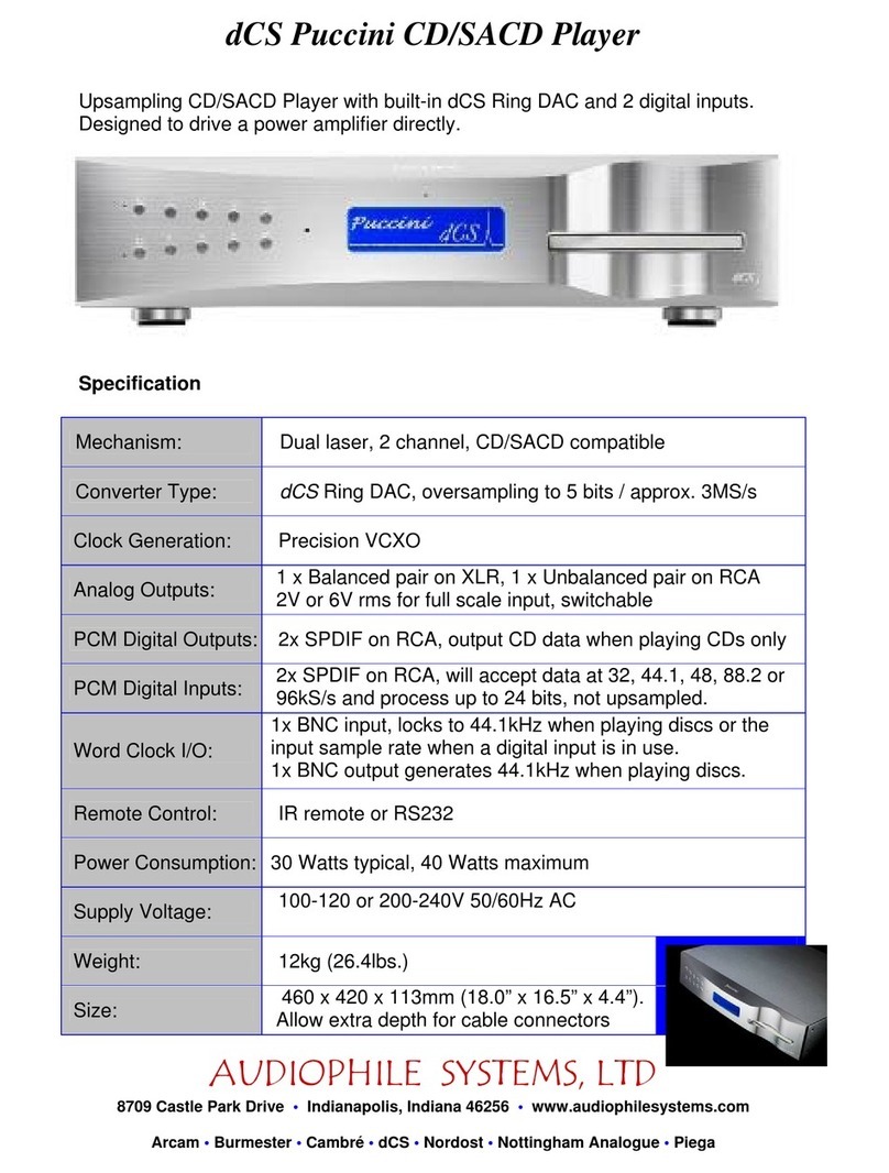 DCS SACD Player Specifications