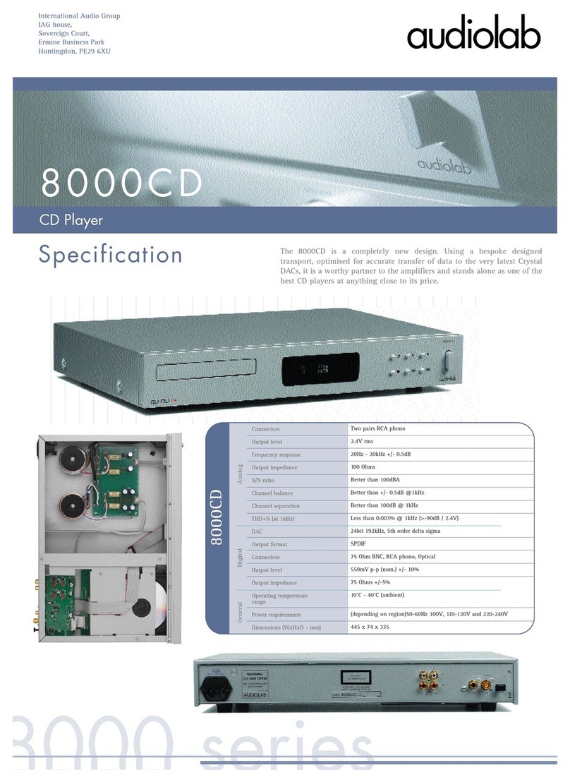 Audiolab 8000CD Specification sheet