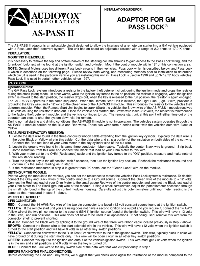 Audiovox AS-PASS II User manual