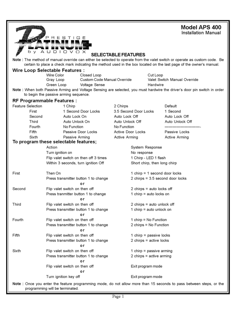 Prestige Prestige Platinum APS-400 installation manual