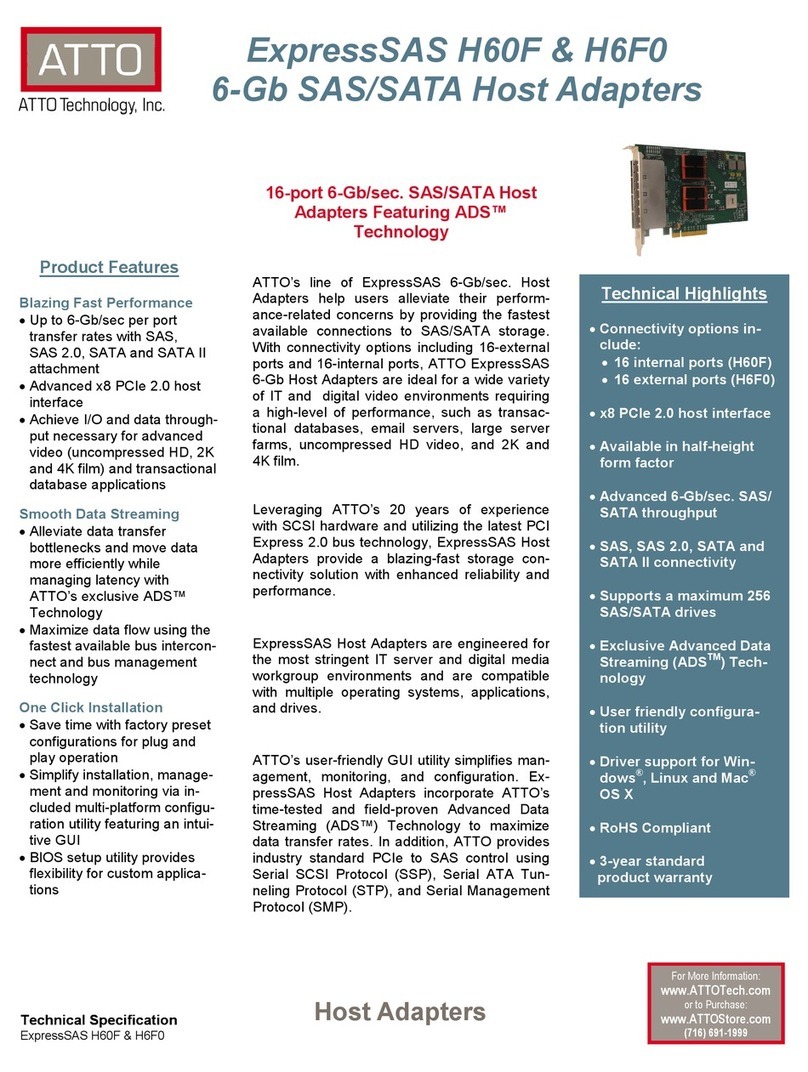 ATTO Technology 6-Gb SAS/SATA Host Adapter H60F User manual