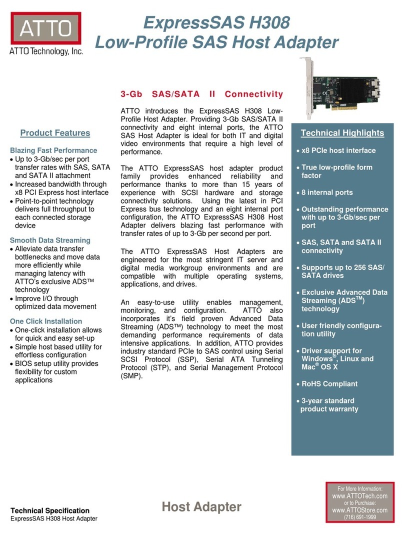 ATTO Technology Low-Profile SAS Host Adapter H308 User manual