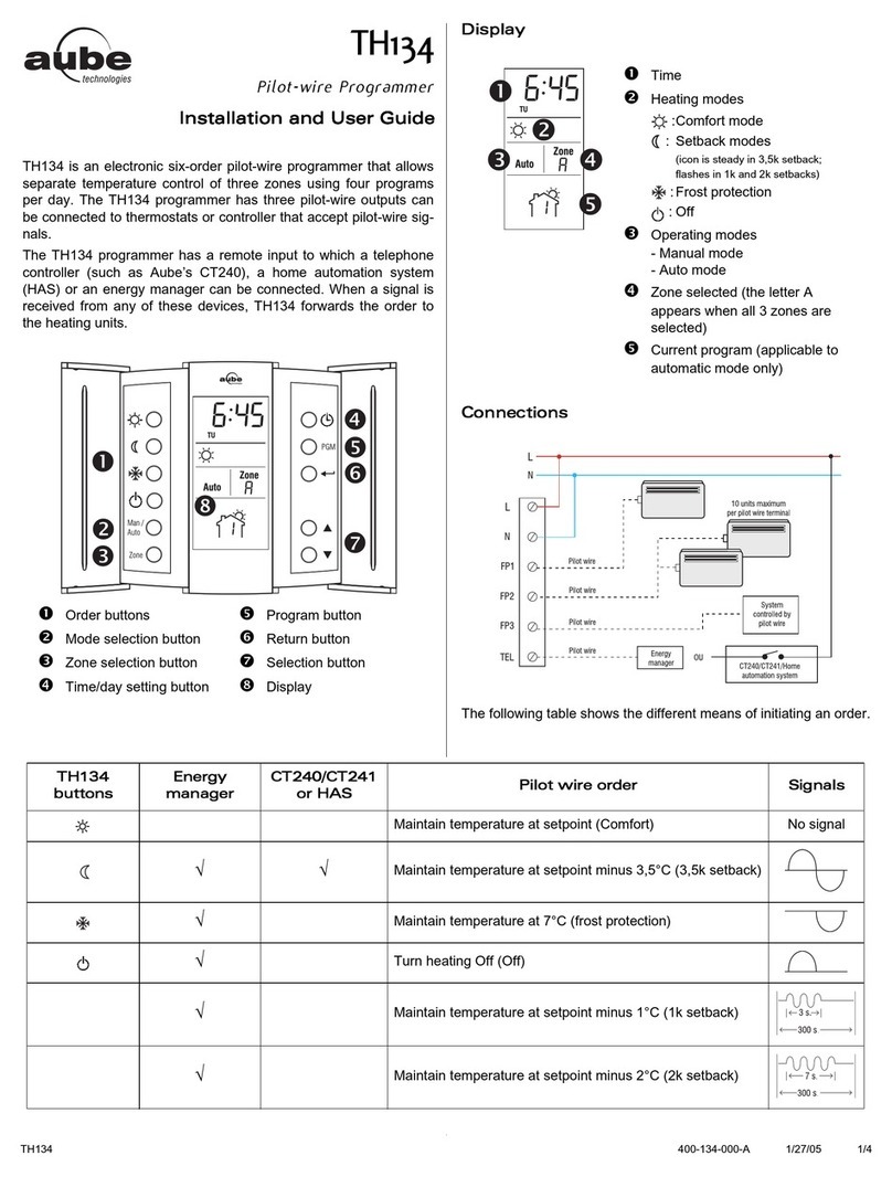 Aube Technologies Pilot-wire Programmer TH134 Installation and user guide