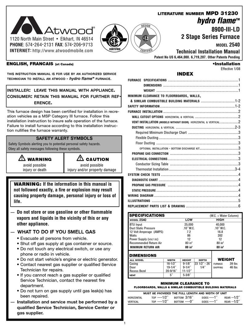 Atwood HYDRO FLAME 2540 user manual