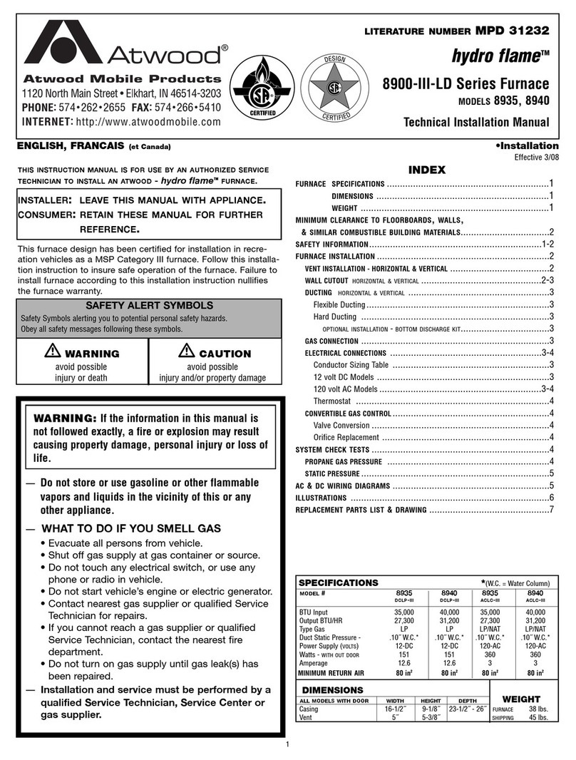 Atwood HYDRO FLAME 8935 Technical installation manual