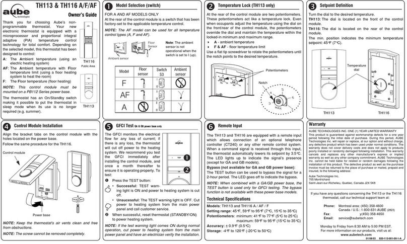 Aube Technologies TH116 A/F/AF User manual