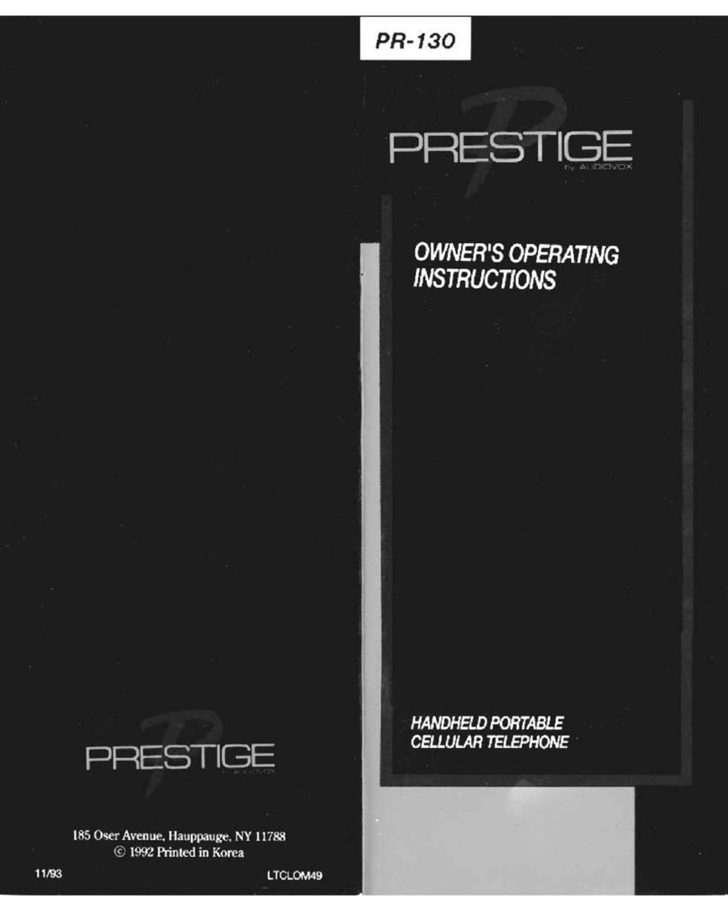 Audiovox Prestige PR130 Operation manual