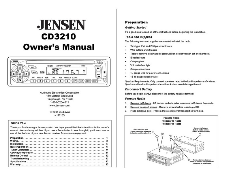 Audiovox Jensen CD3210 User manual