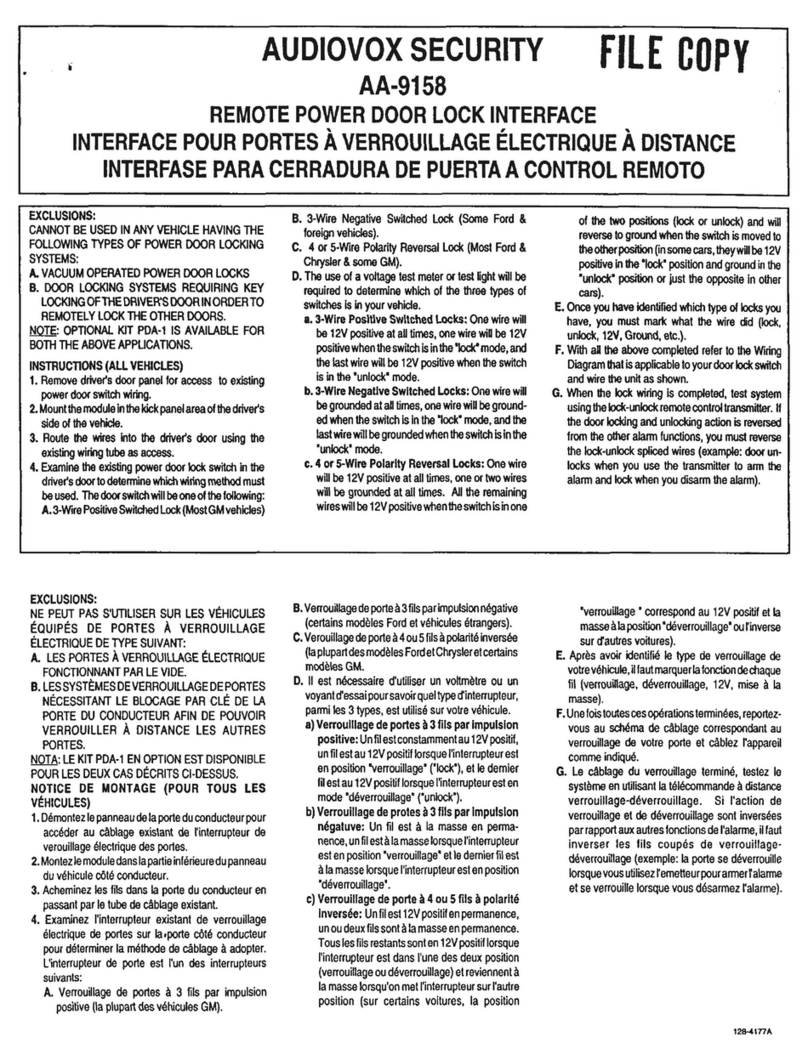 Audiovox AA-9158 user manual