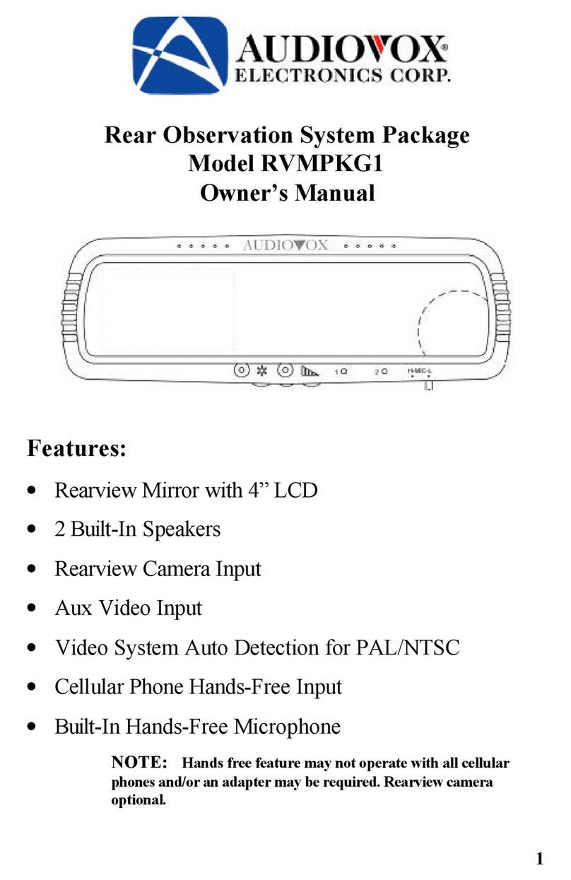 Audiovox Rear Observation System Package RVMPKG1 owner's manual