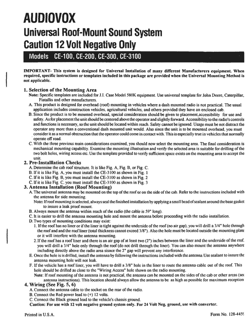 Audiovox CE-100 User manual