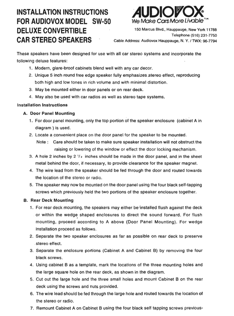 Audiovox SW-50 installation instructions