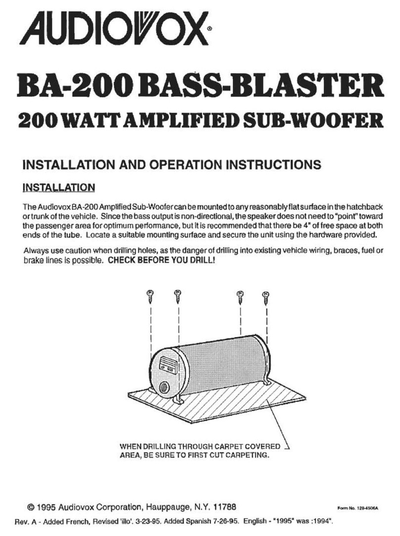 Audiovox BA200 Installation and operation instructions Audiovox BA200 Installation and operation instructions