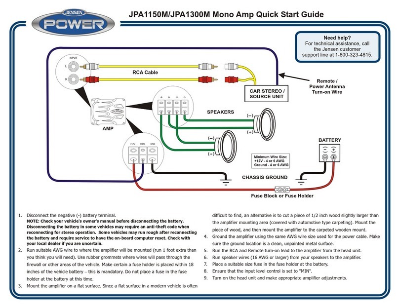 Jensen Mono Amp JPA1150M quick start guide