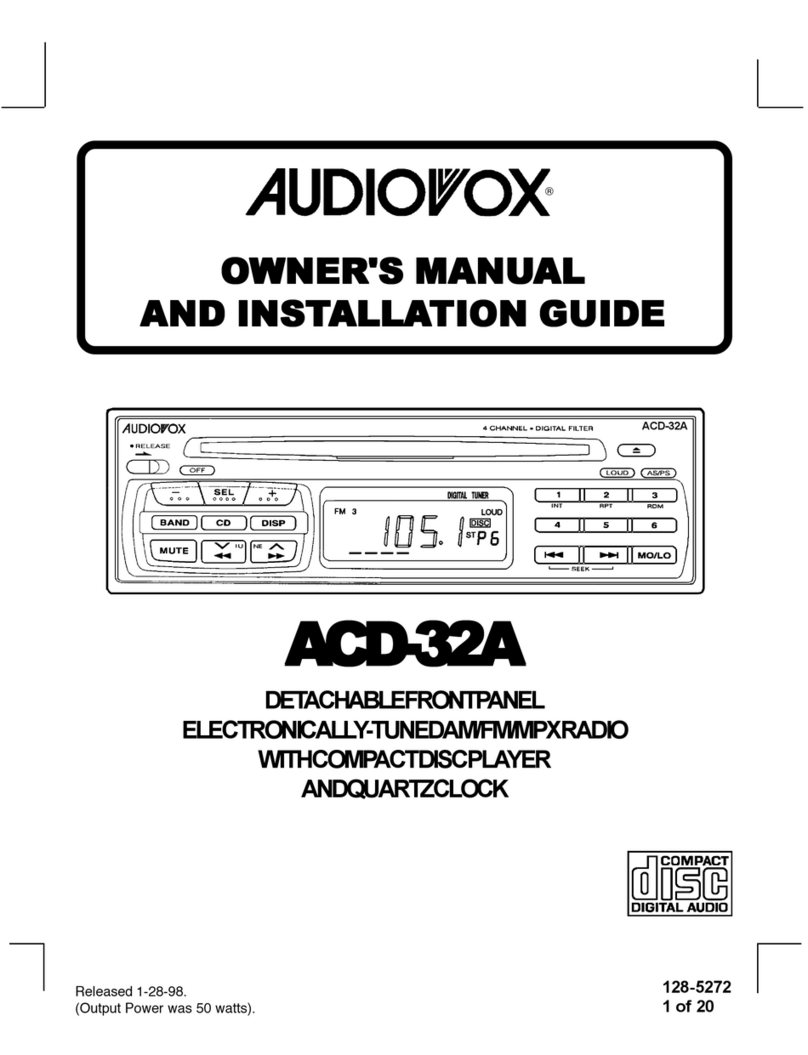 Audiovox ACD-32A Programming manual