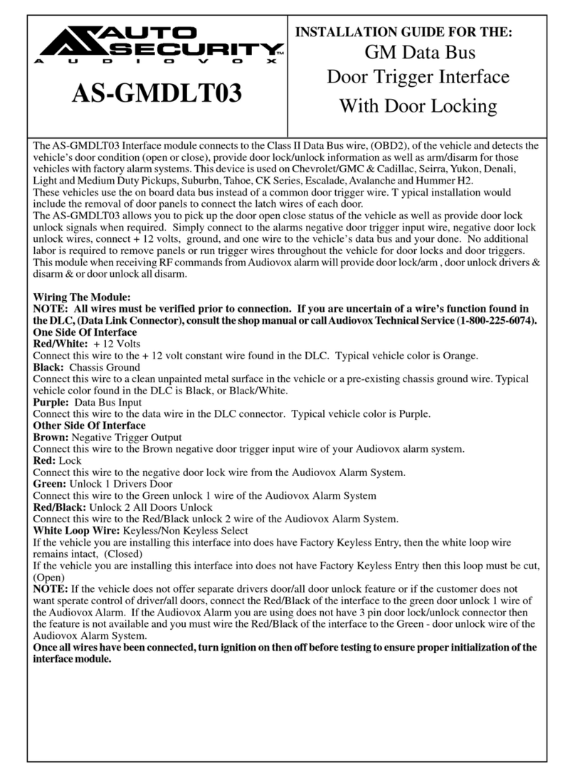 Audiovox Auto Security AS-GMDLT03 User manual