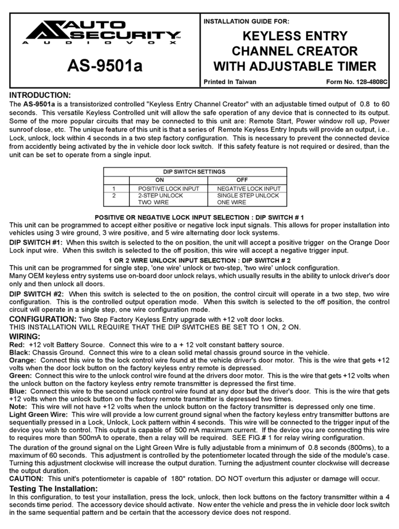Audiovox Auto Security AS-9501a User manual