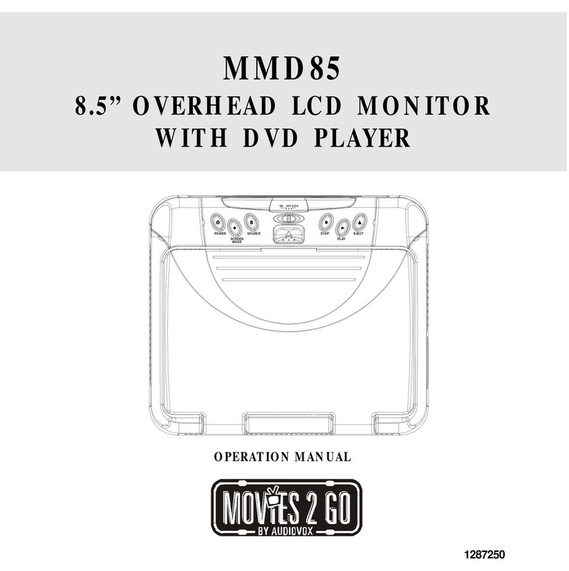 Audiovox MMD85 - 8.5 Inch Dropdown Video Monitor Operation manual