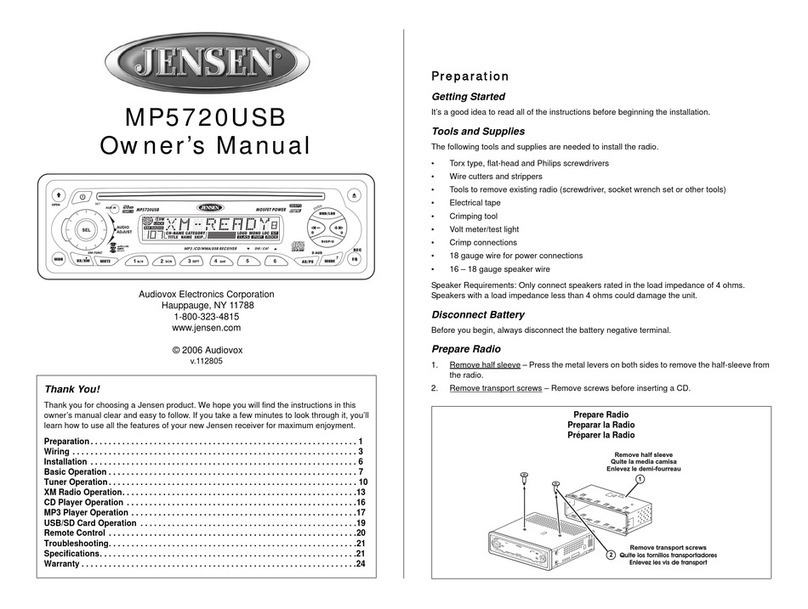 Audiovox Jensen MP5720USB owner's manual