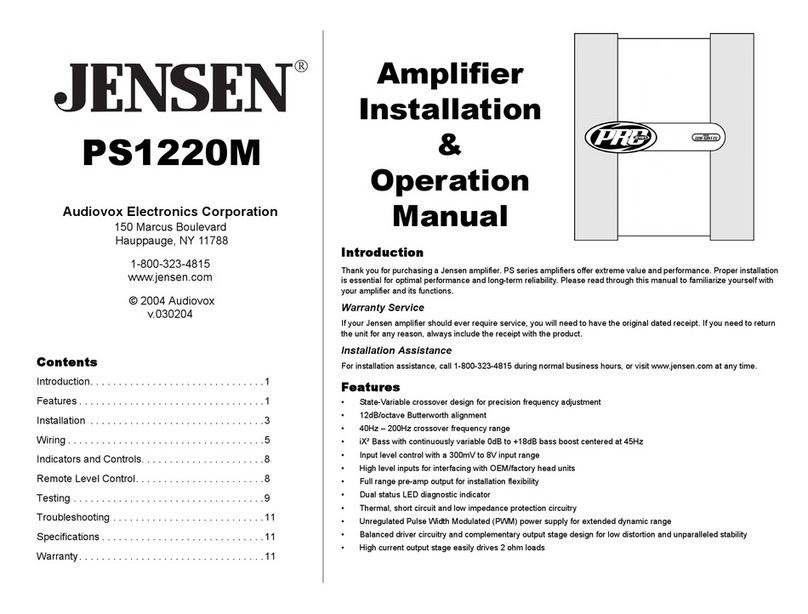 Audiovox Jensen PS1220M Installation & operation manual