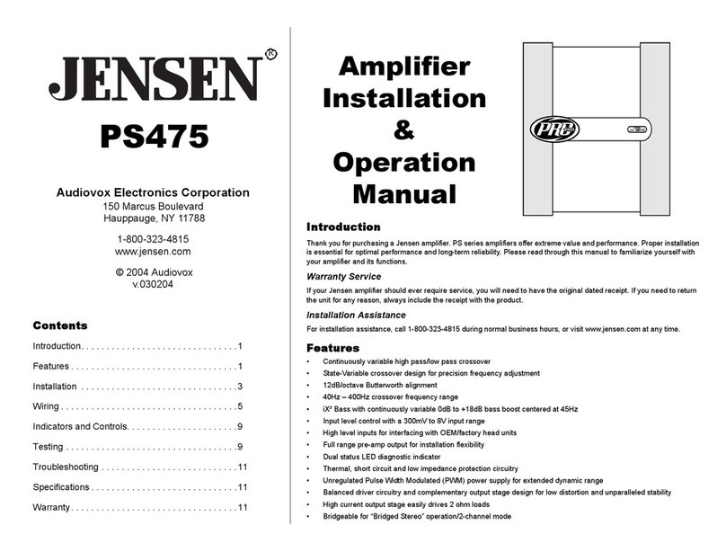 Audiovox Jensen PS475 Installation & operation manual