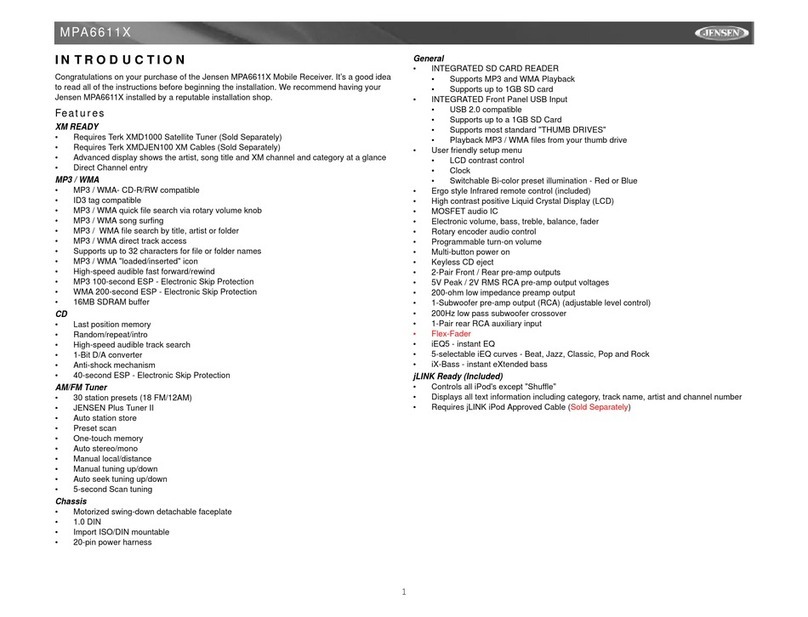 Audiovox Jensen MPA6611X User manual