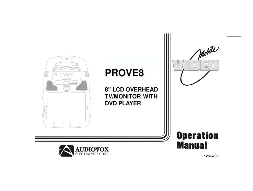 Audiovox PROVE8 - 8" Dropdown TV/DVD LCD Monitor User manual