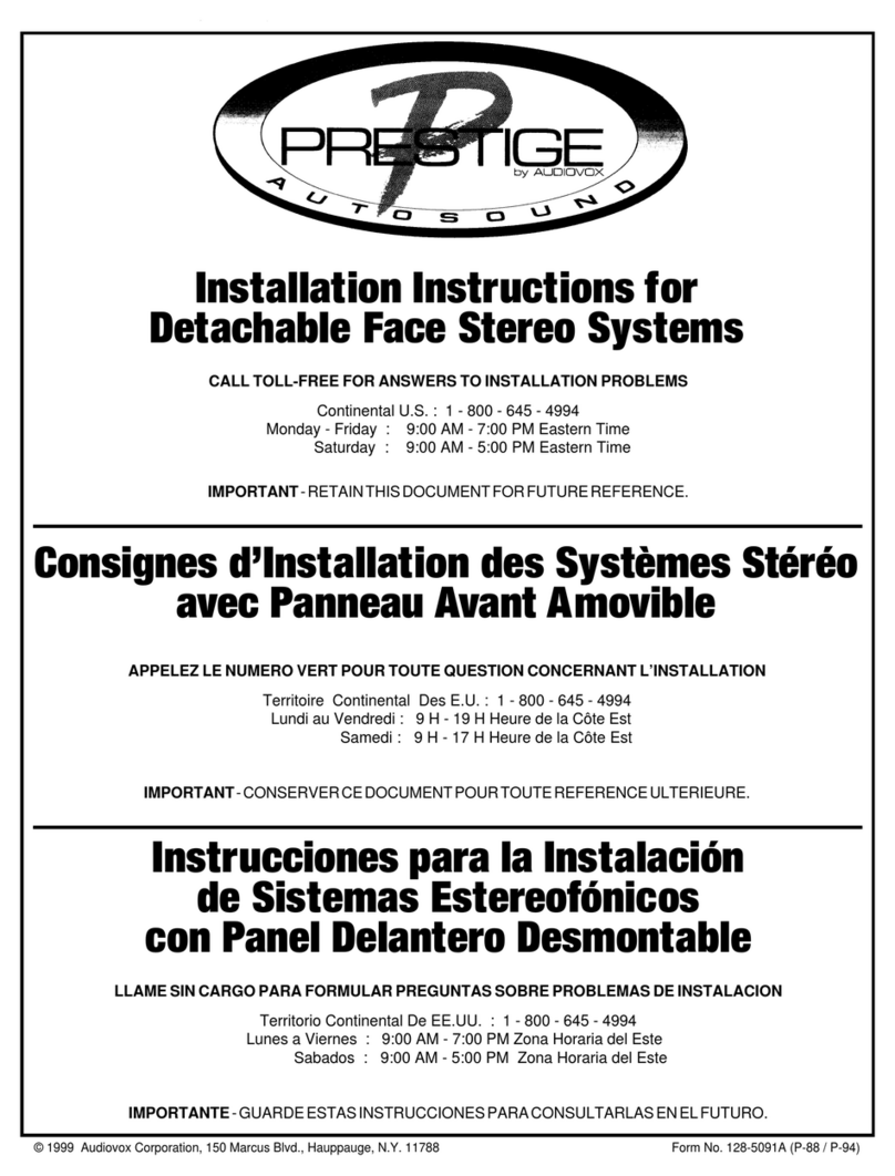 Audiovox Prestige Car Stereo System User manual
