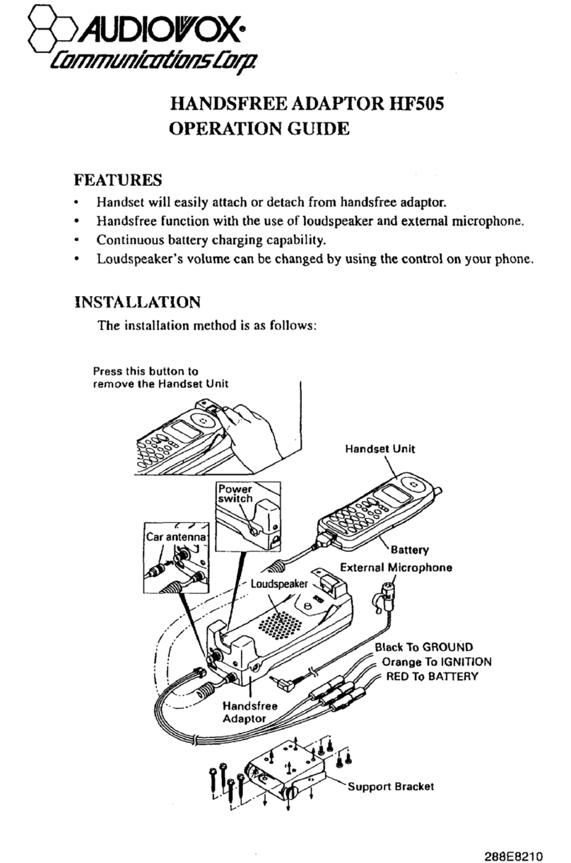 Audiovox HF505 Operation guide