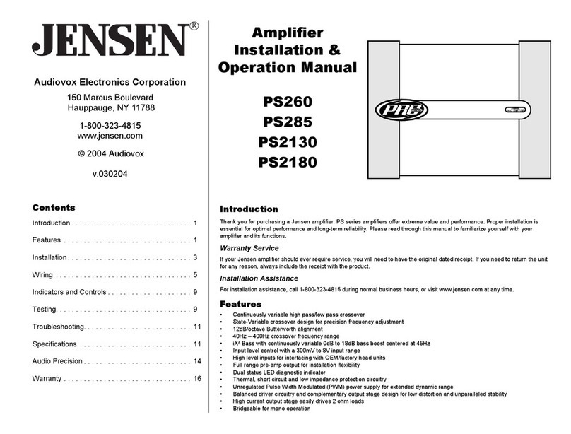Audiovox Jensen PS2130 Installation & operation manual